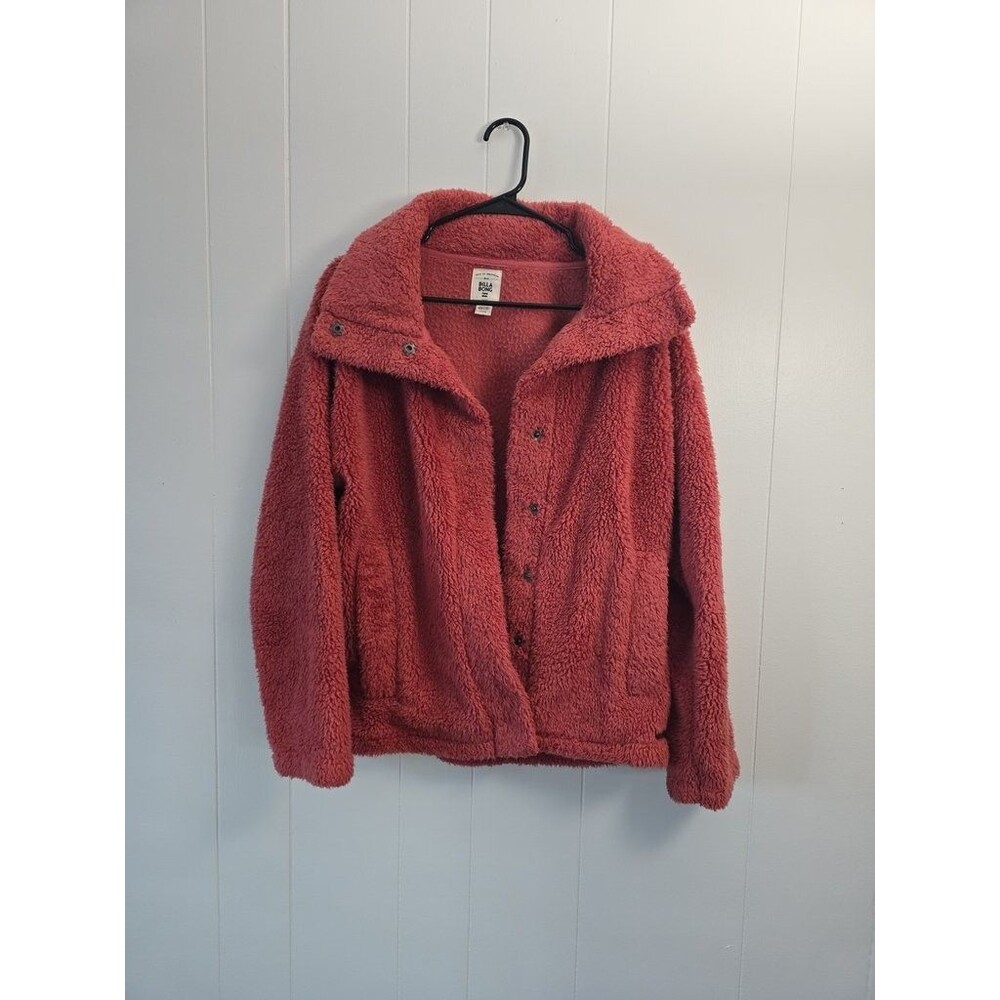 Billabong Women's Snap Up Coral Sherpa Fleece Jacket Size Small